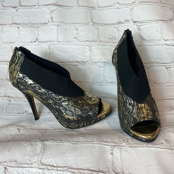 DONALD J PLINER | Sassi Gold Platino Peep Toe Bootie - Picture 1 of 5